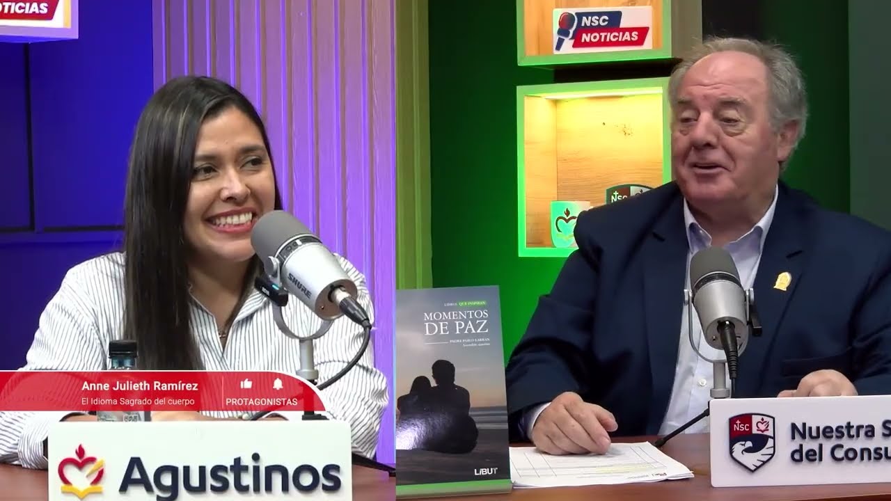 Anne Julieth Ramírez y el Padre Pablo en la entrevista Protagonistas