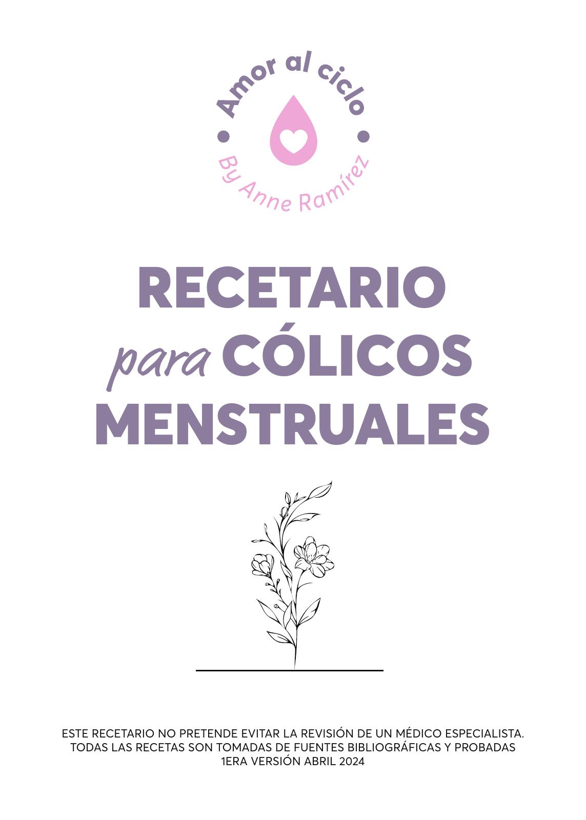 Portada del Recetario para Cólicos Menstruales de Amor al Ciclo